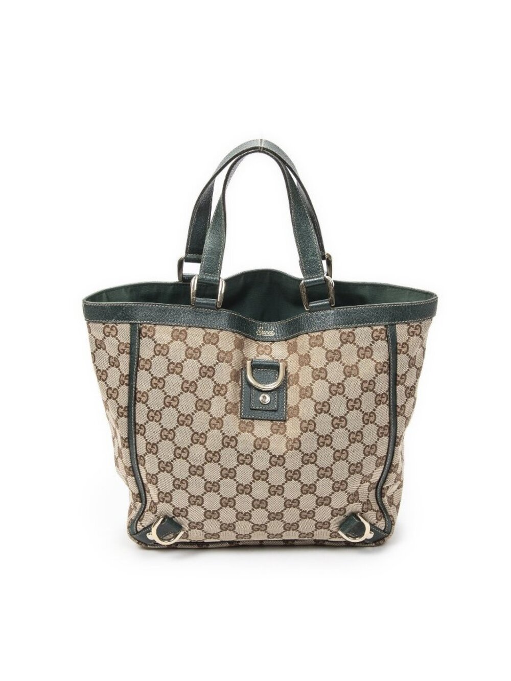 Gucci Small Abbey D Ring Tote Bag Beige Green GG Canvas